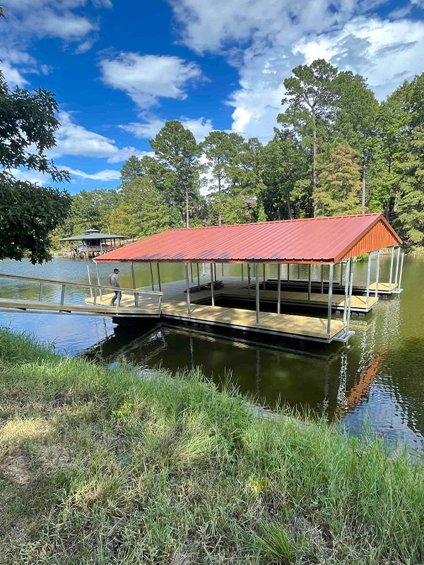 Double slip boathouse construction in the Lufkin Texas area.