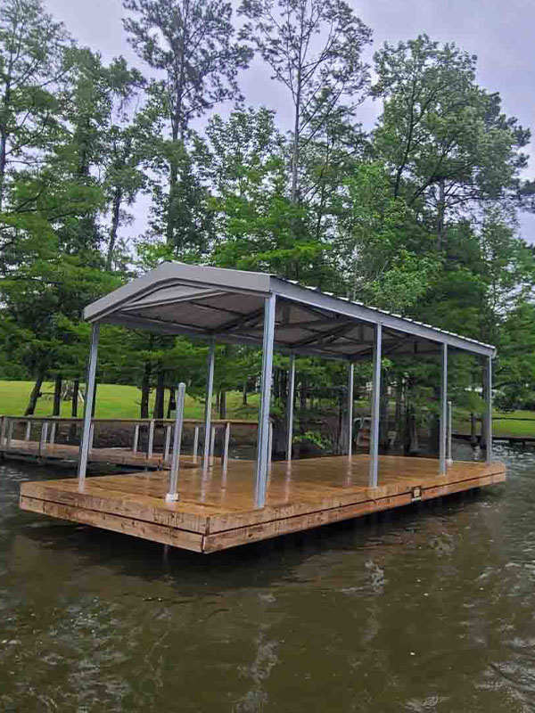 Platform dock construction in the Lufkin Texas area.