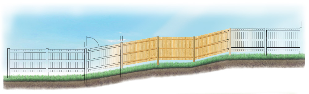 Custom fence design for uneven ground in Lufkin Texas