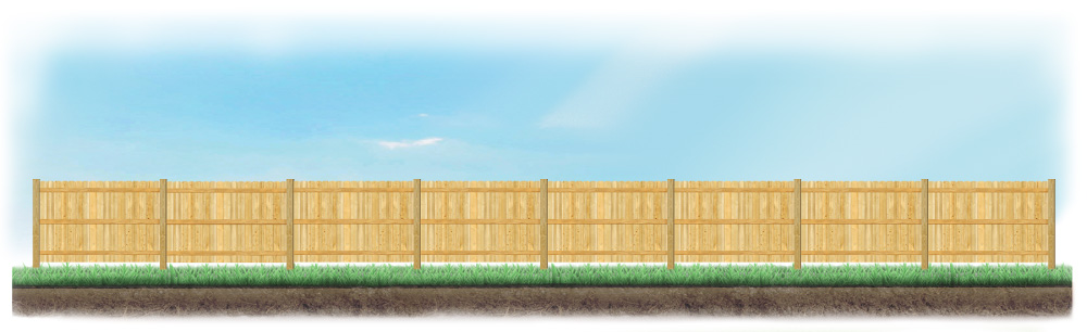 A level fence installed on level ground in Lufkin, Texas