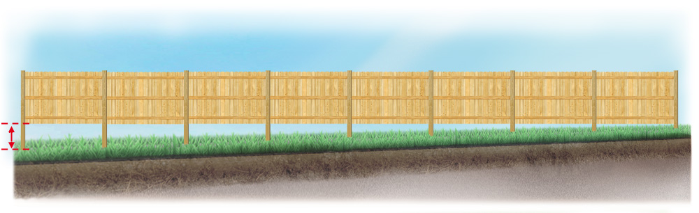 A level fence installed on uneven ground Lufkin Texas