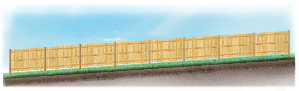 Racked fence on sloped ground in Lufkin Texas
