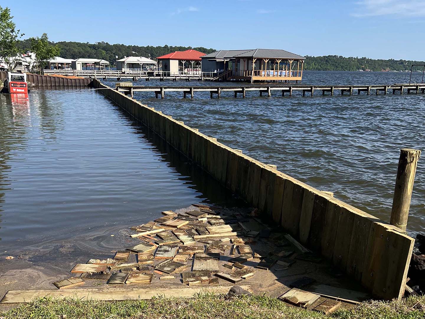 Wood Lakefront Retaining Wall in Lufkin Texas